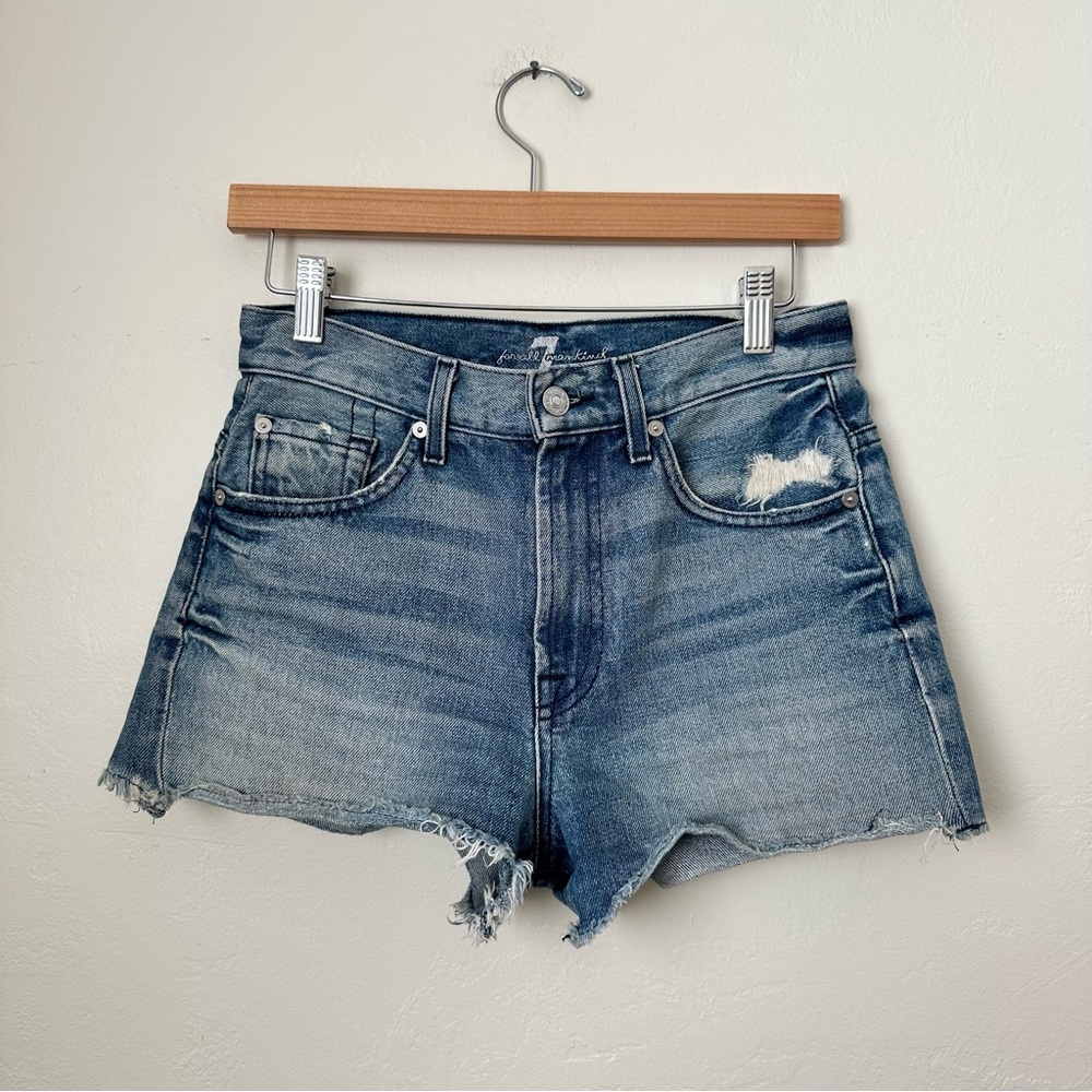 7 FOR ALL MANKIND High Rise Denim Cut Off Shorts 25